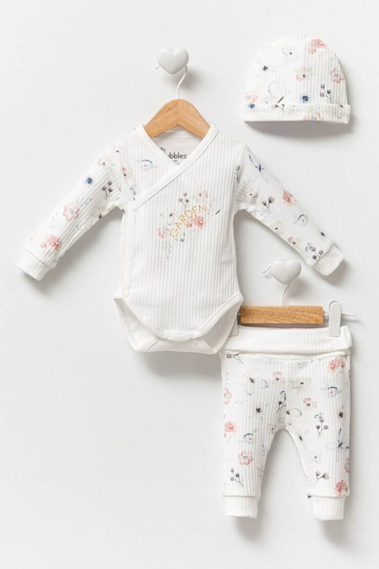 Baby Sets - Toptan Kız Bebek Badi, Şapka ve Pantolon Takım 3-12M 2040-3024 - Brand: Bubbles - Women & Kids, Baby Clothes Wholesale - Globality Store