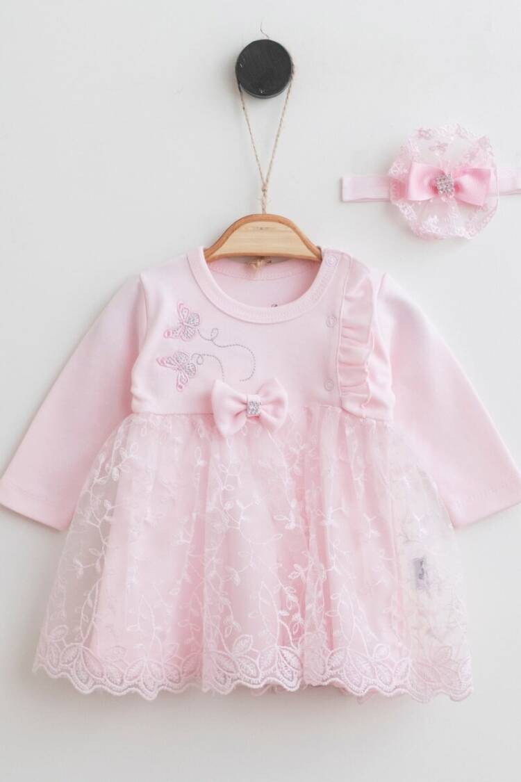 Baby Dress - Toptan Kız Bebek Bandanalı Elbise 0-12M 2019-2163 - Brand: Miniborn - Women & Kids, Baby Clothes Wholesale - Globality Store