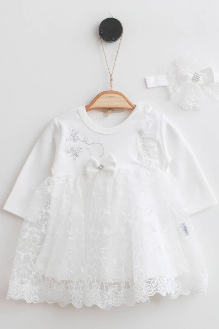 Baby Dress - Toptan Kız Bebek Bandanalı Elbise 0-12M 2019-2163 - Brand: Miniborn - Women & Kids, Baby Clothes Wholesale - Globality Store