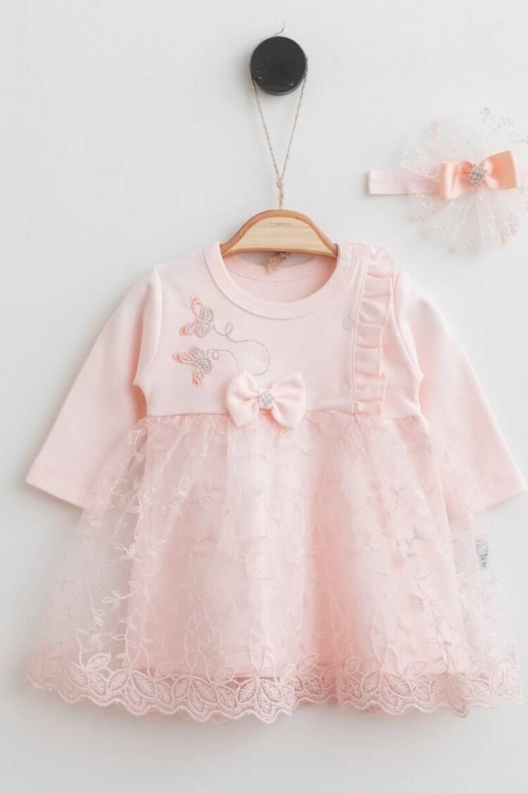 Baby Dress - Toptan Kız Bebek Bandanalı Elbise 0-12M 2019-2163 - Brand: Miniborn - Women & Kids, Baby Clothes Wholesale - Globality Store