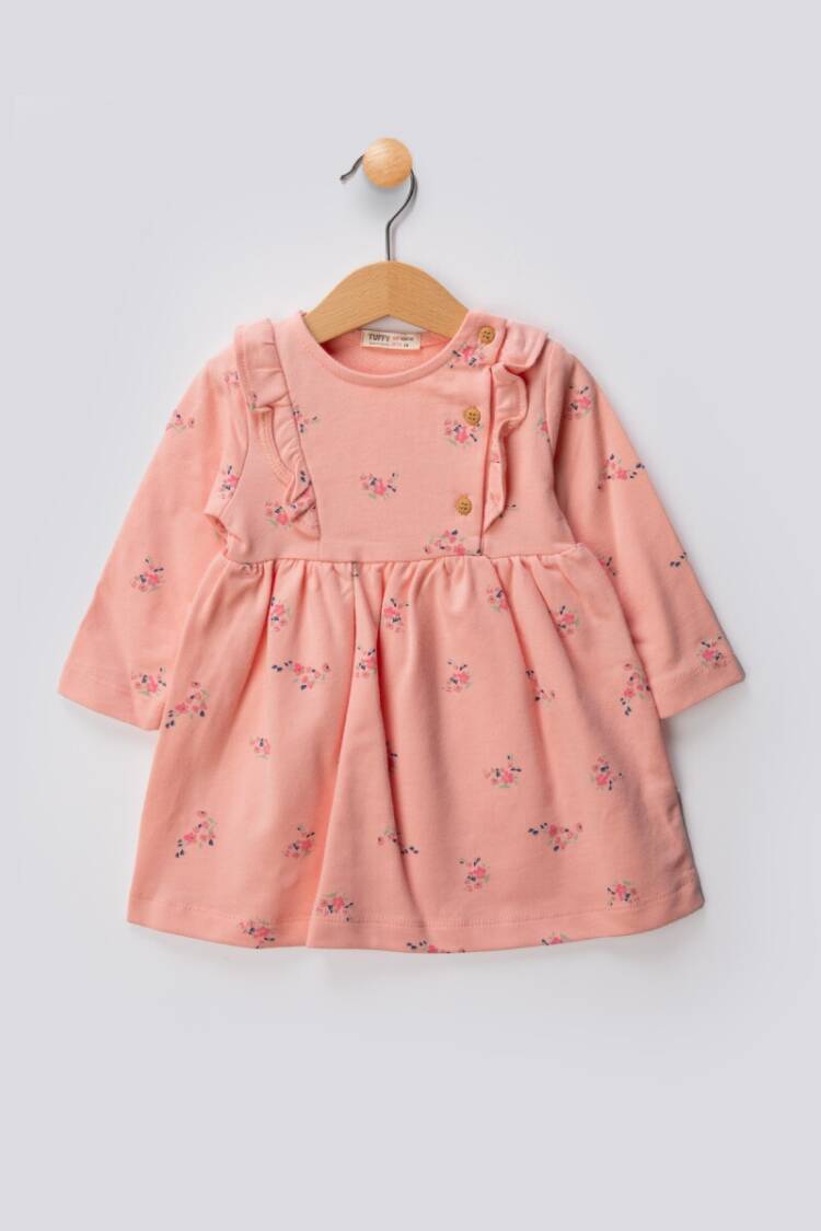 Baby Dress - Toptan Kız Bebek Çiçek Desenli Elbise 6-18M 1099-01019 - Brand: Tuffy - Women & Kids, Baby Clothes Wholesale - Globality Store