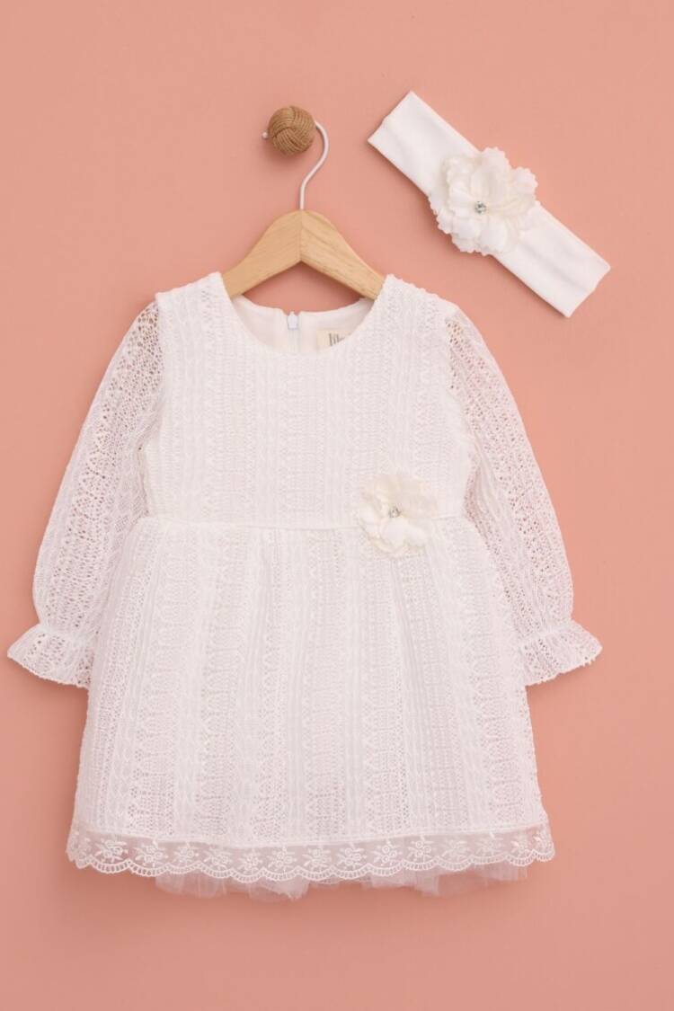 Baby Dress - Toptan Kız Bebek Çiçek Detaylı Elbise 6-18M 1049-6444 - Brand: Lilax - Women & Kids, Baby Clothes Wholesale - Globality Store
