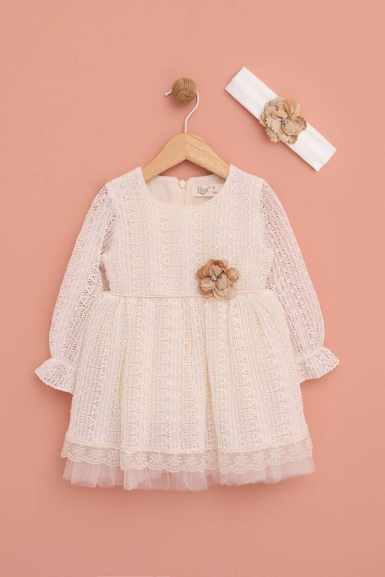 Baby Dress - Toptan Kız Bebek Çiçek Detaylı Elbise 6-18M 1049-6444 - Brand: Lilax - Women & Kids, Baby Clothes Wholesale - Globality Store