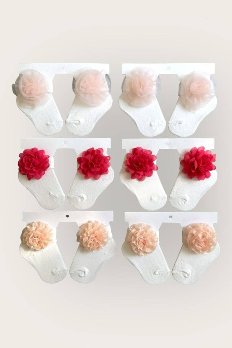 Other Accessories - Toptan Kız Bebek Çiçekli Çorap 0-6M 2047-1102 - Brand: Algiy Mini - Women & Kids, Baby Clothes Wholesale - Globality Store