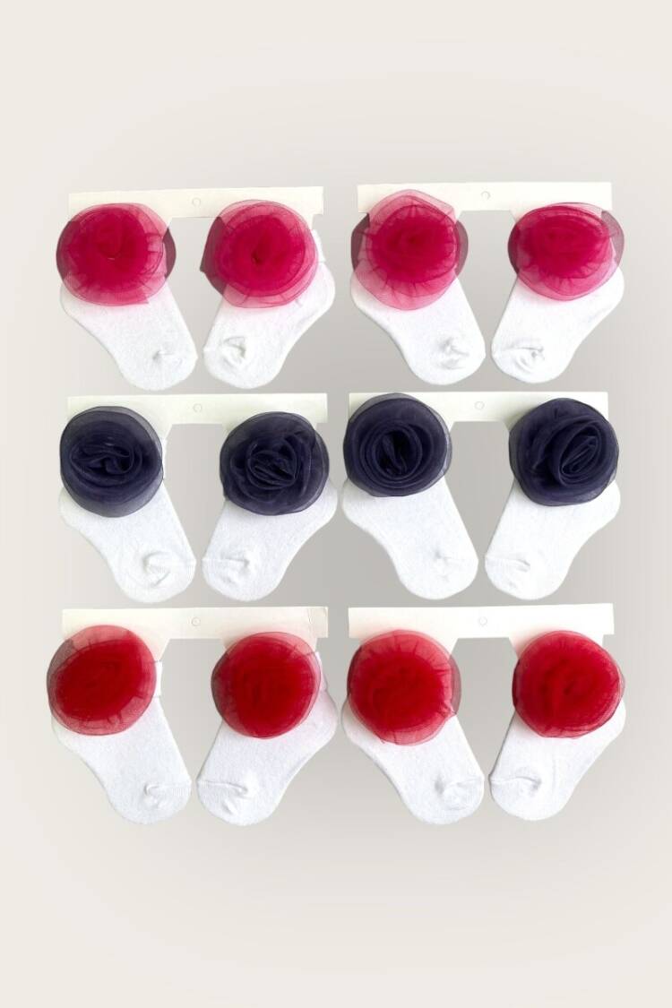 Underwear - Socks - Pajamas - Toptan Kız Bebek Çiçekli Çorap 0-6M 2047-1104 - Brand: Algiy Mini - Women & Kids, Baby Clothes Wholesale - Globality Store