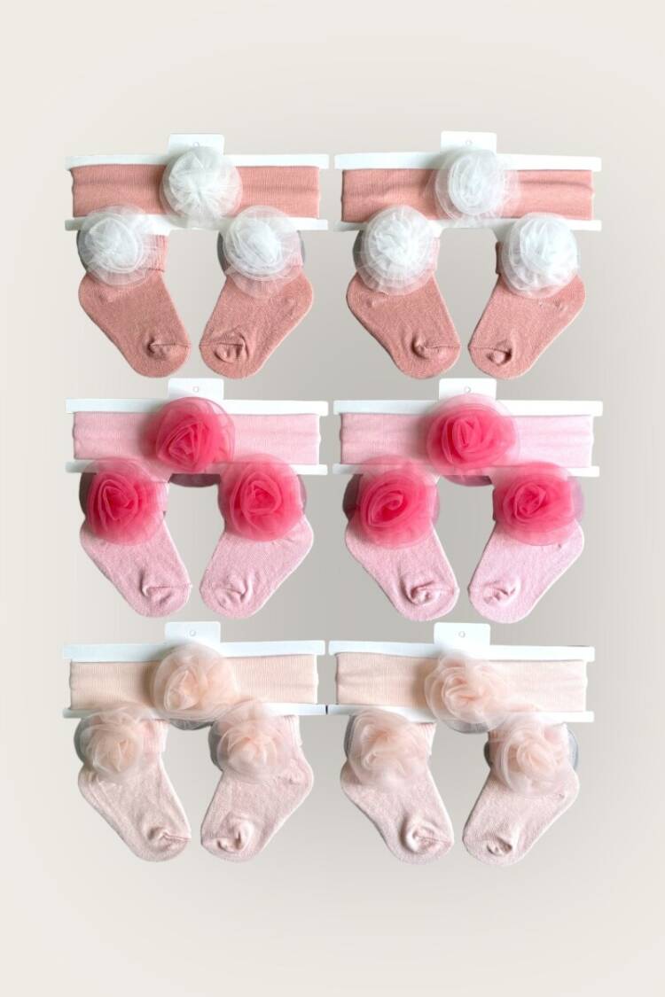 Other Accessories - Toptan Kız Bebek Çiçekli Çorap Set 0-6M 2047-1156 - Brand: Algiy Mini - Women & Kids, Baby Clothes Wholesale - Globality Store