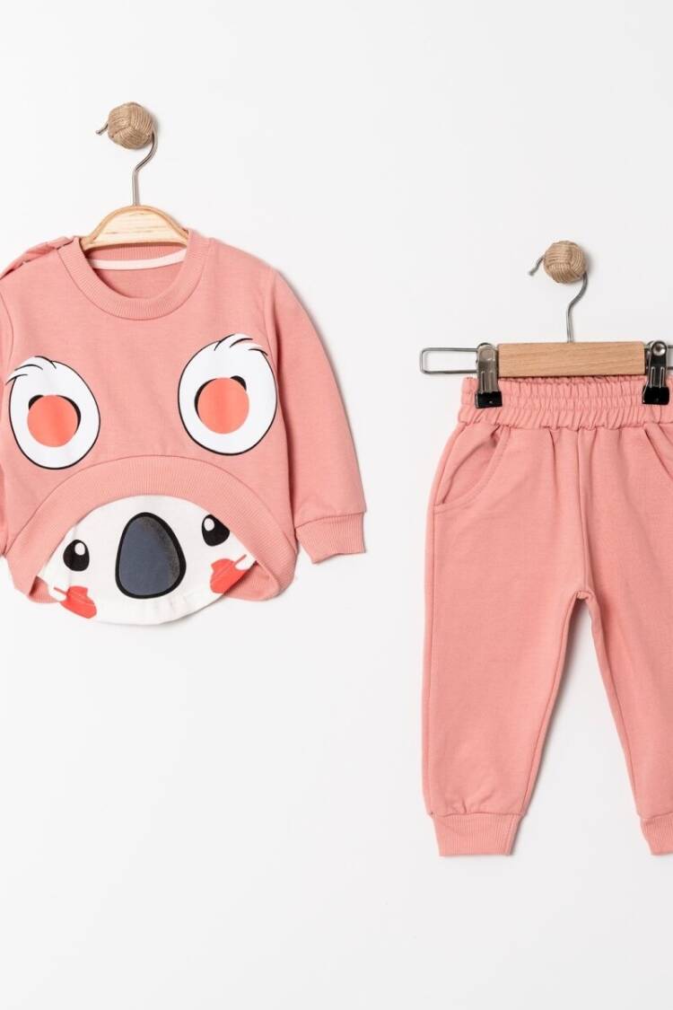 Baby Sets - Toptan Kız Bebek Desenli Eşofman Takımı 9-24M 2013-9202 - Brand: Tofigo - Women & Kids, Baby Clothes Wholesale - Globality Store
