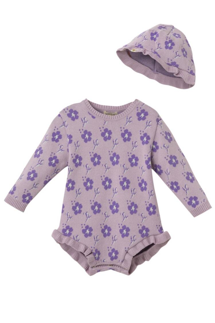 Baby Sets - Toptan Kız Bebek Organik Pamuk Tulum ve Şapkalı Set 3-18M 1061-21135 - Brand: Uludağ Triko - Women & Kids, Baby Clothes Wholesale - Globality Store