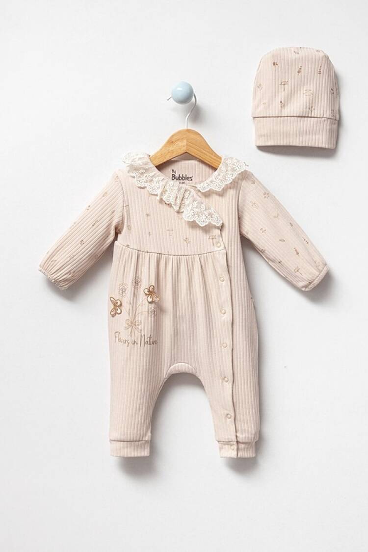 Baby Rompers and Overalls - Toptan Kız Bebek Şapkalı Tulum 0-9M 2040-3020 - Brand: Bubbles - Women & Kids, Baby Clothes Wholesale - Globality Store