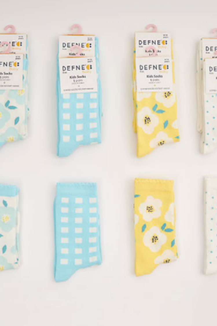 Girls' Socks & Underwear - Toptan Kız Çocuk 12 Çift Çorap 1064-DFN1Ç-K005-22(9-10) - Brand: Defne - Women & Kids, Baby Clothes Wholesale - Globality Store