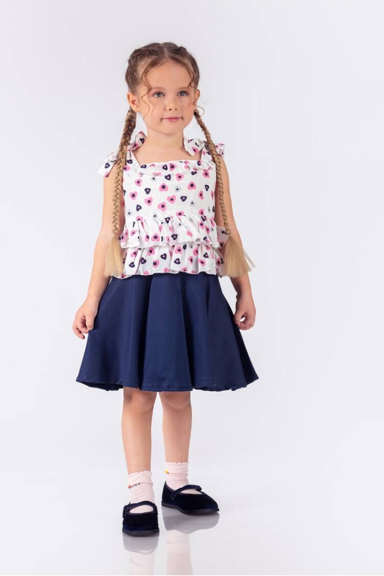 Girls' Suits - Toptan Kız Çocuk 2'li Askılı Bluz ve Etek Takımı 2-5Y 2023-2278 - Brand: Elayza - Women & Kids, Baby Clothes Wholesale - Globality Store