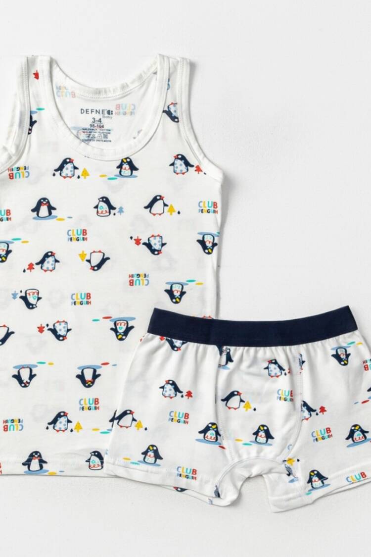 Boys' Underwear & Socks - Toptan Kız Çocuk 2'li Atlet ve Boxer Set 2-10Y 1064-DFN-TK023-23 - Brand: Defne - Women & Kids, Baby Clothes Wholesale - Globality Store