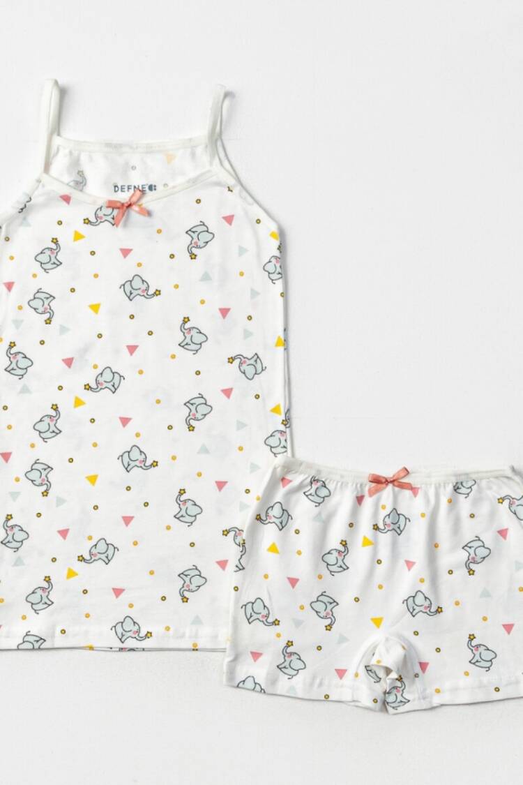 Girls' Socks & Underwear - Toptan Kız Çocuk 2'li Atlet ve Boxer Set 2-10Y 1064-DFN-TK024-23 - Brand: Defne - Women & Kids, Baby Clothes Wholesale - Globality Store