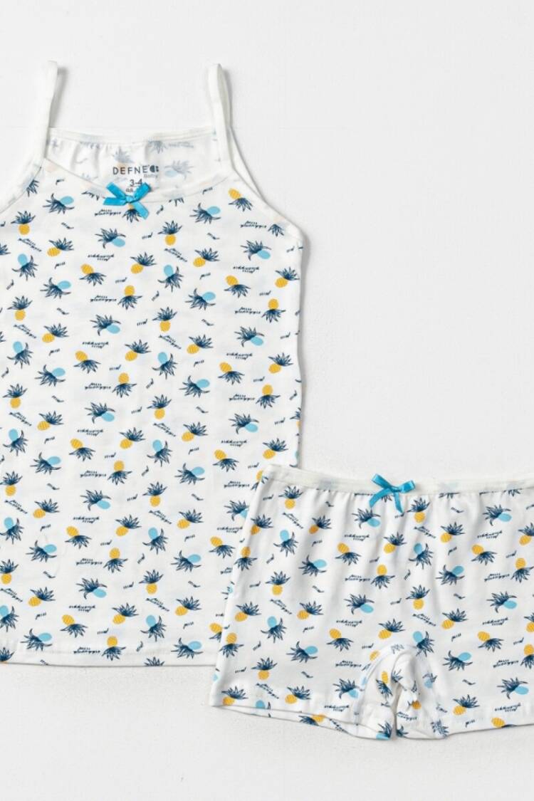 Girls' Socks & Underwear - Toptan Kız Çocuk 2'li Atlet ve Boxer Set 2-10Y 1064-DFN-TK027-23 - Brand: Defne - Women & Kids, Baby Clothes Wholesale - Globality Store