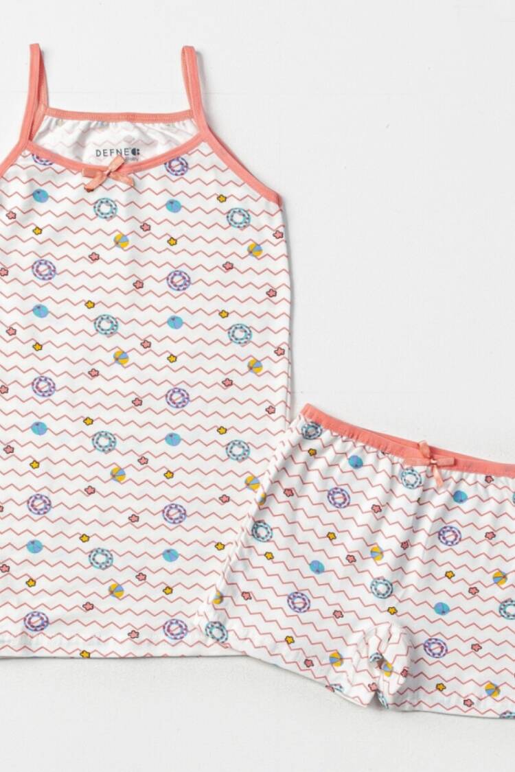 Girls' Socks & Underwear - Toptan Kız Çocuk 2'li Atlet ve Boxer Set 2-10Y 1064-DFN-TK029-23 - Brand: Defne - Women & Kids, Baby Clothes Wholesale - Globality Store
