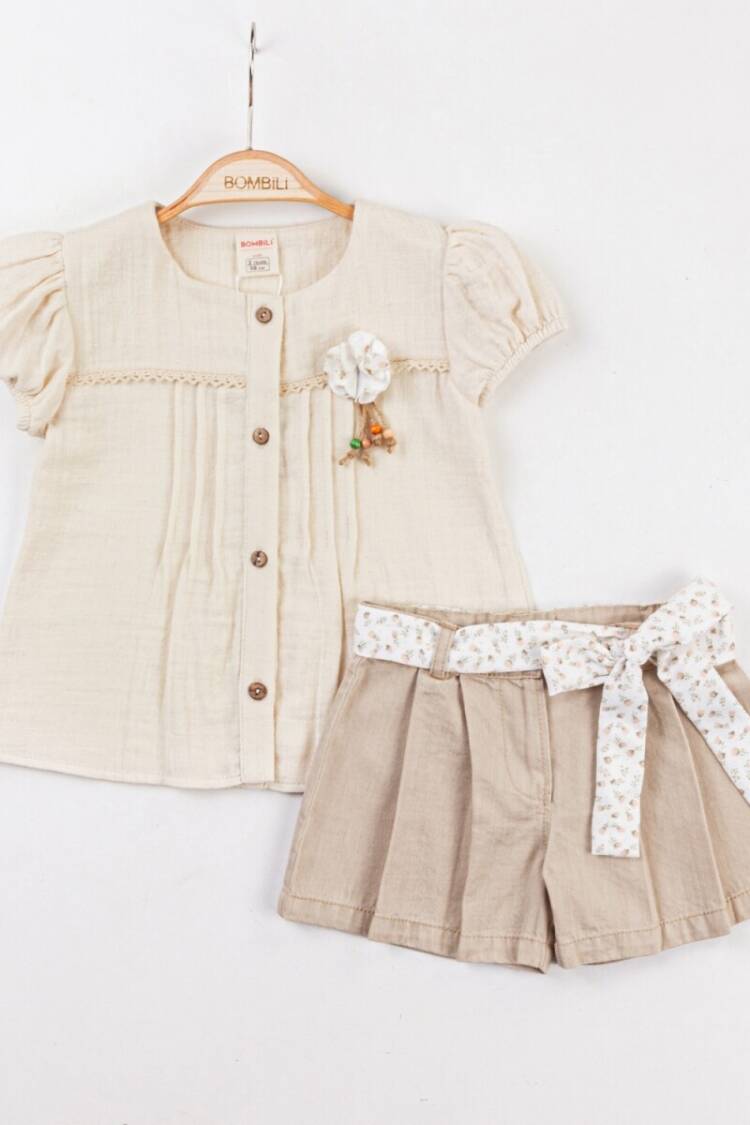 Girls' Suits - Toptan Kız Çocuk 2'li Bluz ve Etek Takımı 2-5Y 1004-6635 - Brand: Bombili - Women & Kids, Baby Clothes Wholesale - Globality Store