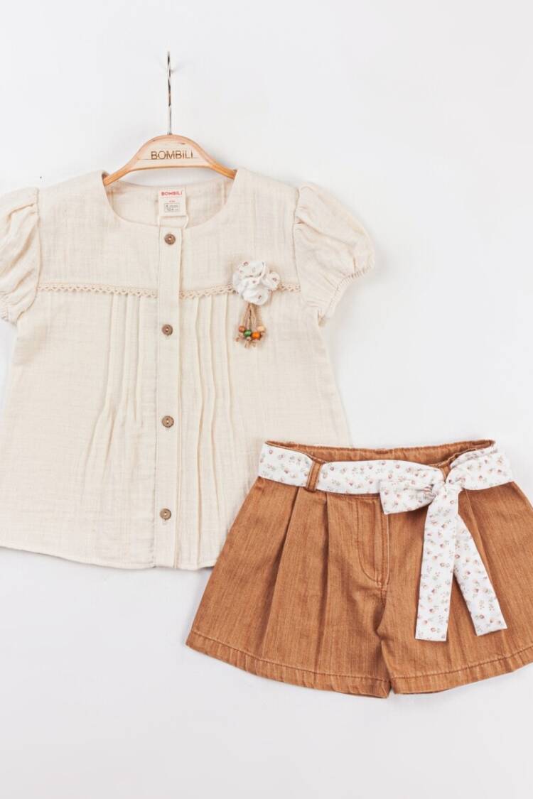 Girls' Suits - Toptan Kız Çocuk 2'li Bluz ve Etek Takımı 2-5Y 1004-6635 - Brand: Bombili - Women & Kids, Baby Clothes Wholesale - Globality Store