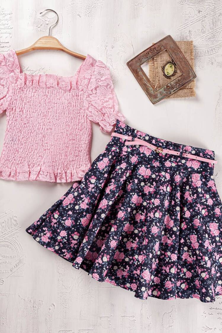 Girls' Suits - Toptan Kız Çocuk 2'li Bluz ve Etek Takımı 2-5Y 2023-2325 - Brand: Elayza - Women & Kids, Baby Clothes Wholesale - Globality Store