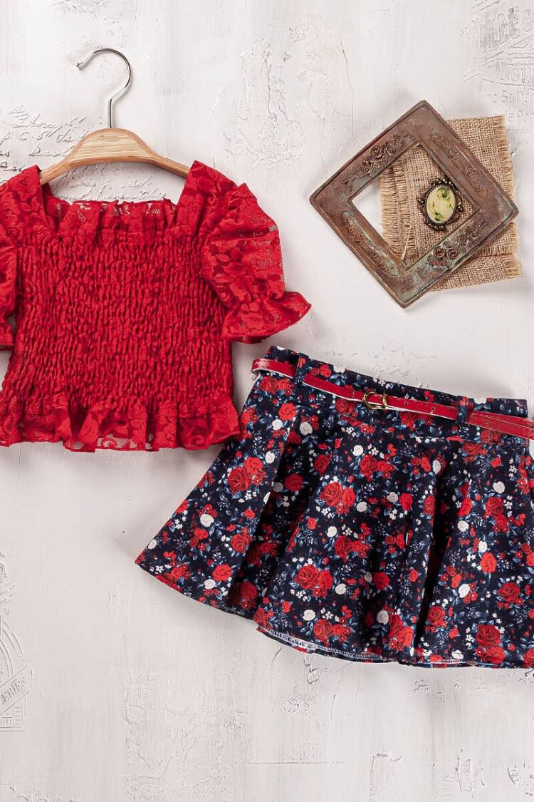 Girls' Suits - Toptan Kız Çocuk 2'li Bluz ve Etek Takımı 2-5Y 2023-2325 - Brand: Elayza - Women & Kids, Baby Clothes Wholesale - Globality Store
