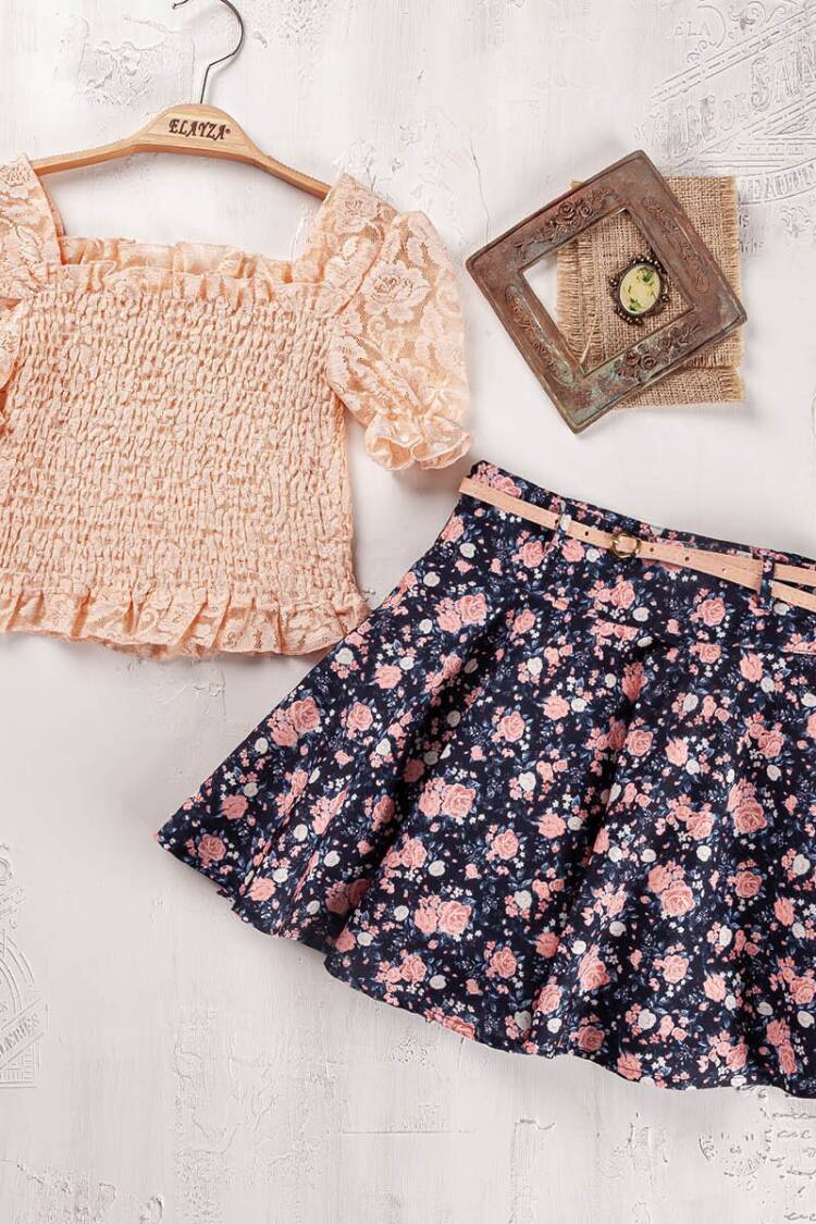 Girls' Suits - Toptan Kız Çocuk 2'li Bluz ve Etek Takımı 2-5Y 2023-2325 - Brand: Elayza - Women & Kids, Baby Clothes Wholesale - Globality Store