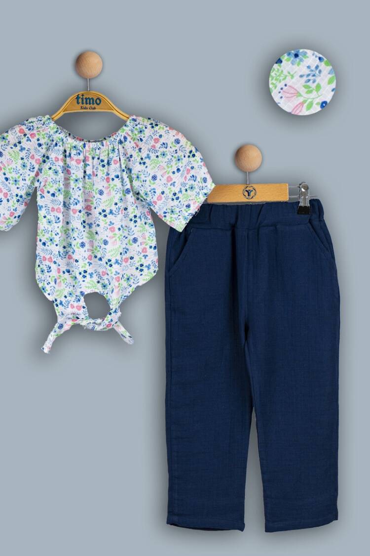 Girls' Suits - Toptan Kız Çocuk 2'li Bluz ve Pantolon Takım 2-5Y 1018-TK4DT202241712 - Brand: Timo - Women & Kids, Baby Clothes Wholesale - Globality Store