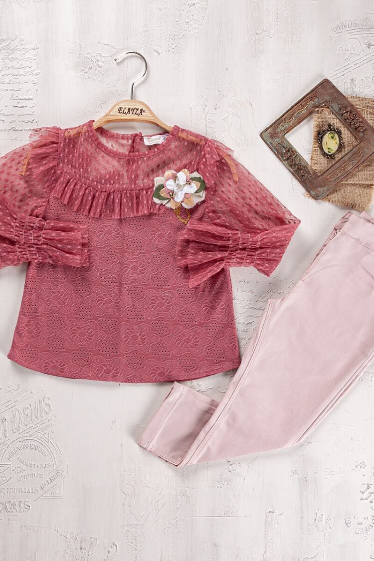 Girls' Suits - Toptan Kız Çocuk 2'li Bluz ve Pantolon Takım 5-8Y 2023-2270 - Brand: Elayza - Women & Kids, Baby Clothes Wholesale - Globality Store