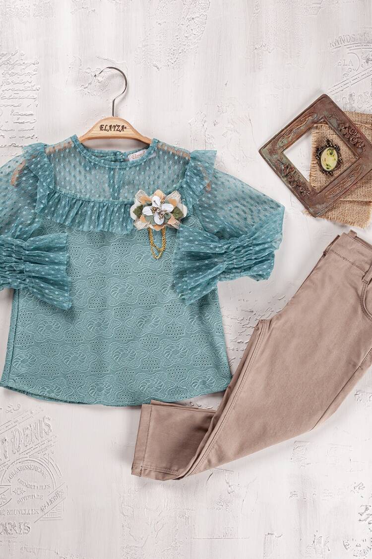 Girls' Suits - Toptan Kız Çocuk 2'li Bluz ve Pantolon Takım 9-12Y 2023-2271 - Brand: Elayza - Women & Kids, Baby Clothes Wholesale - Globality Store