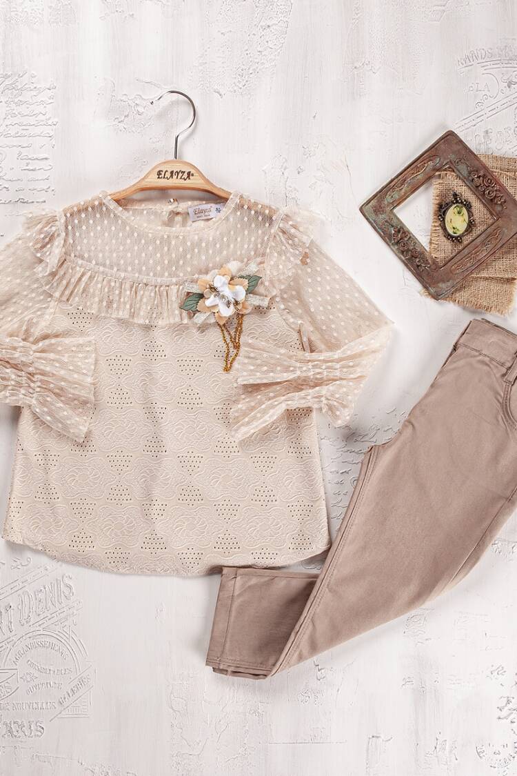 Girls' Suits - Toptan Kız Çocuk 2'li Bluz ve Pantolon Takım 9-12Y 2023-2271 - Brand: Elayza - Women & Kids, Baby Clothes Wholesale - Globality Store