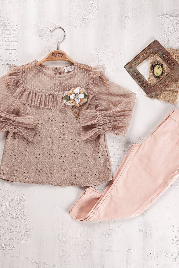 Girls' Suits - Toptan Kız Çocuk 2'li Bluz ve Pantolon Takım 9-12Y 2023-2271 - Brand: Elayza - Women & Kids, Baby Clothes Wholesale - Globality Store