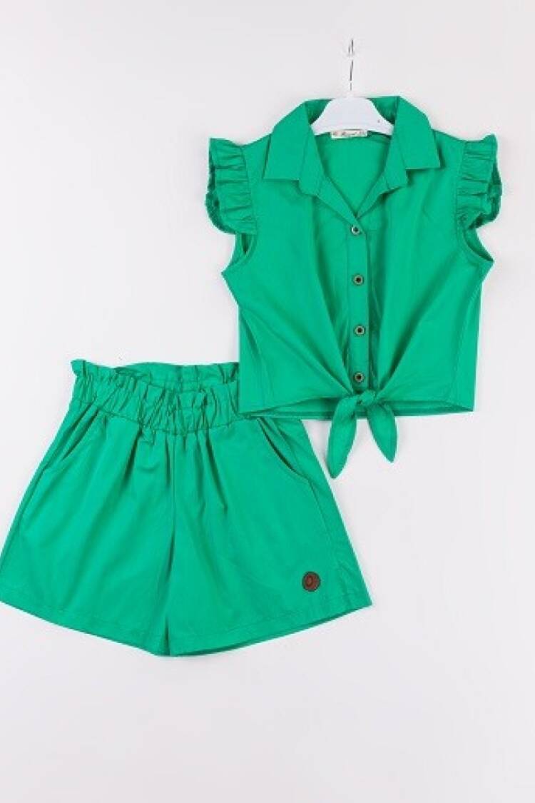 Girls' Suits - Toptan Kız Çocuk 2'li Bluz ve Şort Takımı 7-10Y 1016-24129 - Brand: Büşra Bebe - Women & Kids, Baby Clothes Wholesale - Globality Store