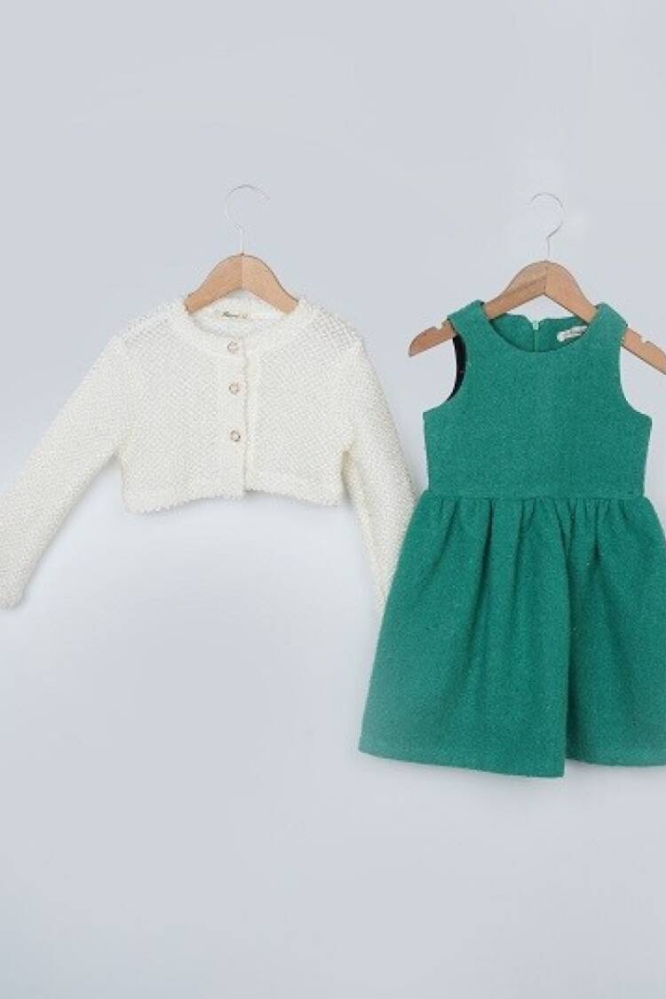 Girl's Dress - Toptan Kız Çocuk 2'li Bolero ve Elbise Takım 3-6Y 1016-23250 - Brand: Büşra Bebe - Women & Kids, Baby Clothes Wholesale - Globality Store