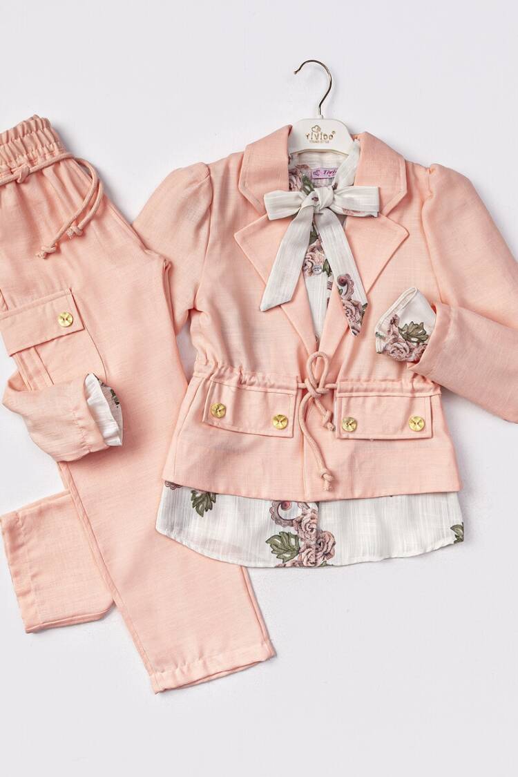 Girls' Suits - Toptan Kız Çocuk 2'li Ceket Gömlek ve Pantolonlu Takım 6-12Y 1042-2552 - Brand: Tivido - Women & Kids, Baby Clothes Wholesale - Globality Store