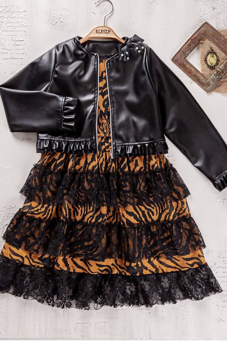 Girl's Dress - Toptan Kız Çocuk 2'li Ceket ve Elbise 9-12Y 2023-2340 - Brand: Elayza - Women & Kids, Baby Clothes Wholesale - Globality Store