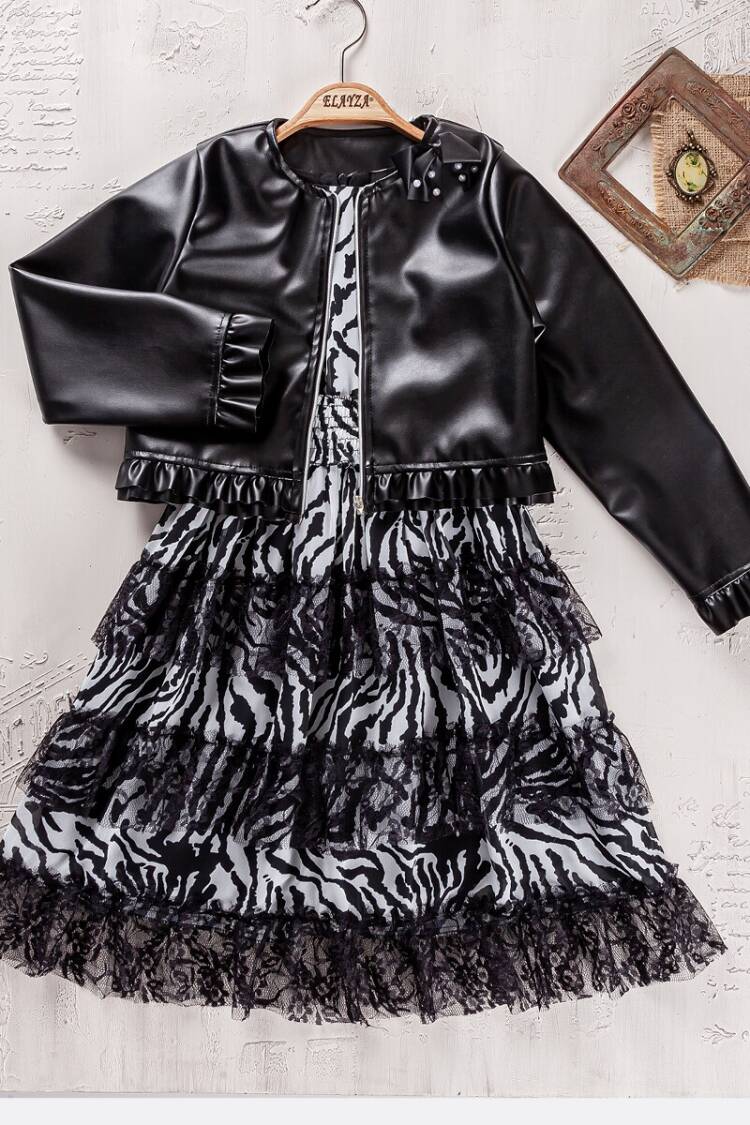 Girl's Dress - Toptan Kız Çocuk 2'li Ceket ve Elbise 9-12Y 2023-2340 - Brand: Elayza - Women & Kids, Baby Clothes Wholesale - Globality Store