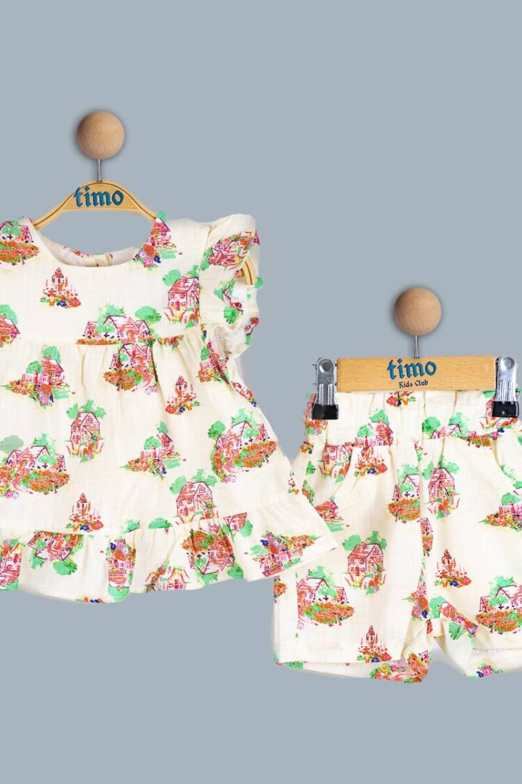 Girls' Suits - Toptan Kız Çocuk 2'li Elbise ve Şort Takım 2-5Y 1018-TK4DÜ202243722 - Brand: Timo - Women & Kids, Baby Clothes Wholesale - Globality Store