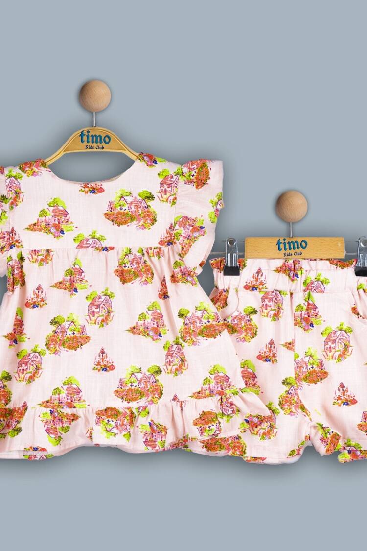 Girls' Suits - Toptan Kız Çocuk 2'li Elbise ve Şort Takımı 2-5Y 1018-TK4DT202243722 - Brand: Timo - Women & Kids, Baby Clothes Wholesale - Globality Store