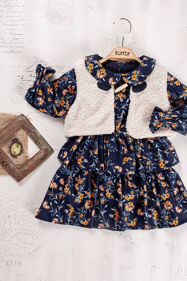 Girls' Suits - Toptan Kız Çocuk 2'li Elbise ve Yelek Takım 2-5 Yaş 2023-2280 - Brand: Elayza - Women & Kids, Baby Clothes Wholesale - Globality Store