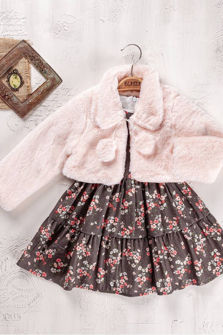 Girls' Suits - Toptan Kız Çocuk 2'li Elbise ve Yelek Takım 2-5Y 2023-2283 - Brand: Elayza - Women & Kids, Baby Clothes Wholesale - Globality Store