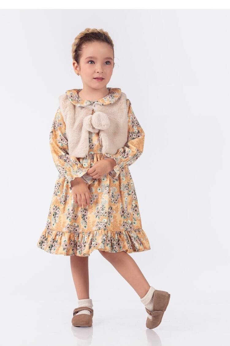 Girls' Suits - Toptan Kız Çocuk 2'li Elbise ve Yelek Takım 6-9Y 2023-2284 - Brand: Elayza - Women & Kids, Baby Clothes Wholesale - Globality Store