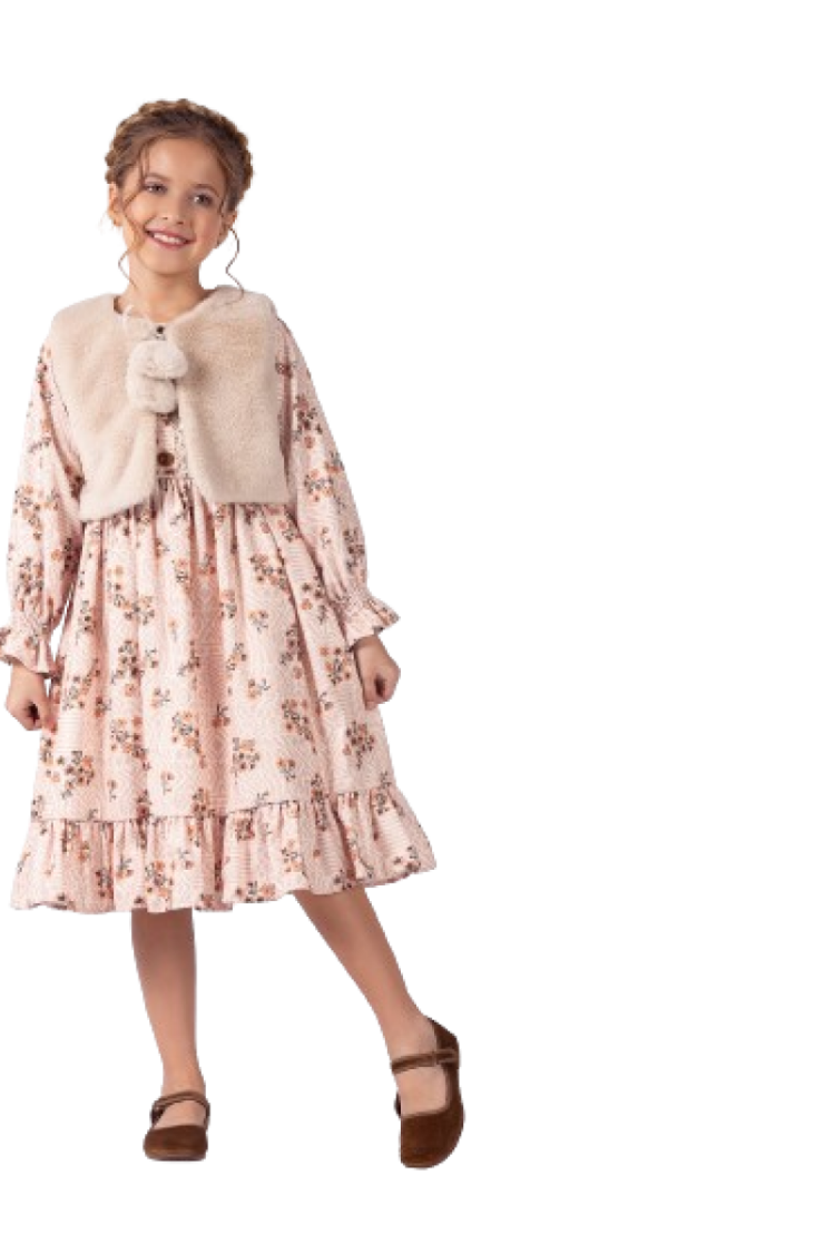 Girls' Suits - Toptan Kız Çocuk 2'li Elbise ve Yelek Takım 6-9Y 2023-2288 - Brand: Elayza - Women & Kids, Baby Clothes Wholesale - Globality Store