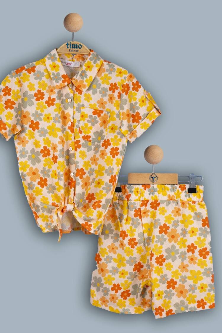 Girls' Suits - Toptan Kız Çocuk 2'li Gömlek ve Şort Takım 2-5Y 1018-TK4DT042243002 - Brand: Timo - Women & Kids, Baby Clothes Wholesale - Globality Store
