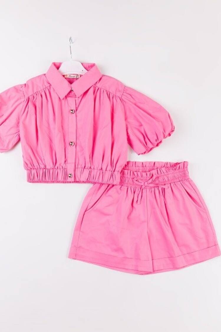 Girls' Suits - Toptan Kız Çocuk 2'li Gömlek ve Şort Takım 7-10Y 1016-24130 - Brand: Büşra Bebe - Women & Kids, Baby Clothes Wholesale - Globality Store