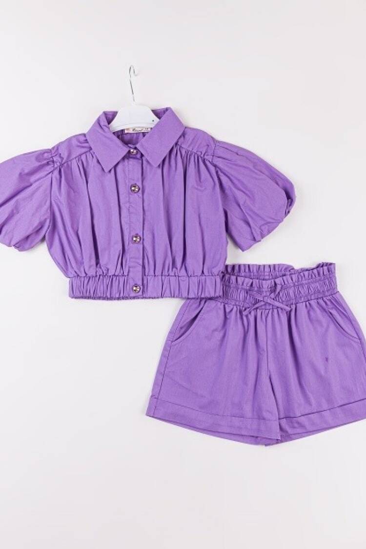 Girls' Suits - Toptan Kız Çocuk 2'li Gömlek ve Şort Takım 7-10Y 1016-24130 - Brand: Büşra Bebe - Women & Kids, Baby Clothes Wholesale - Globality Store