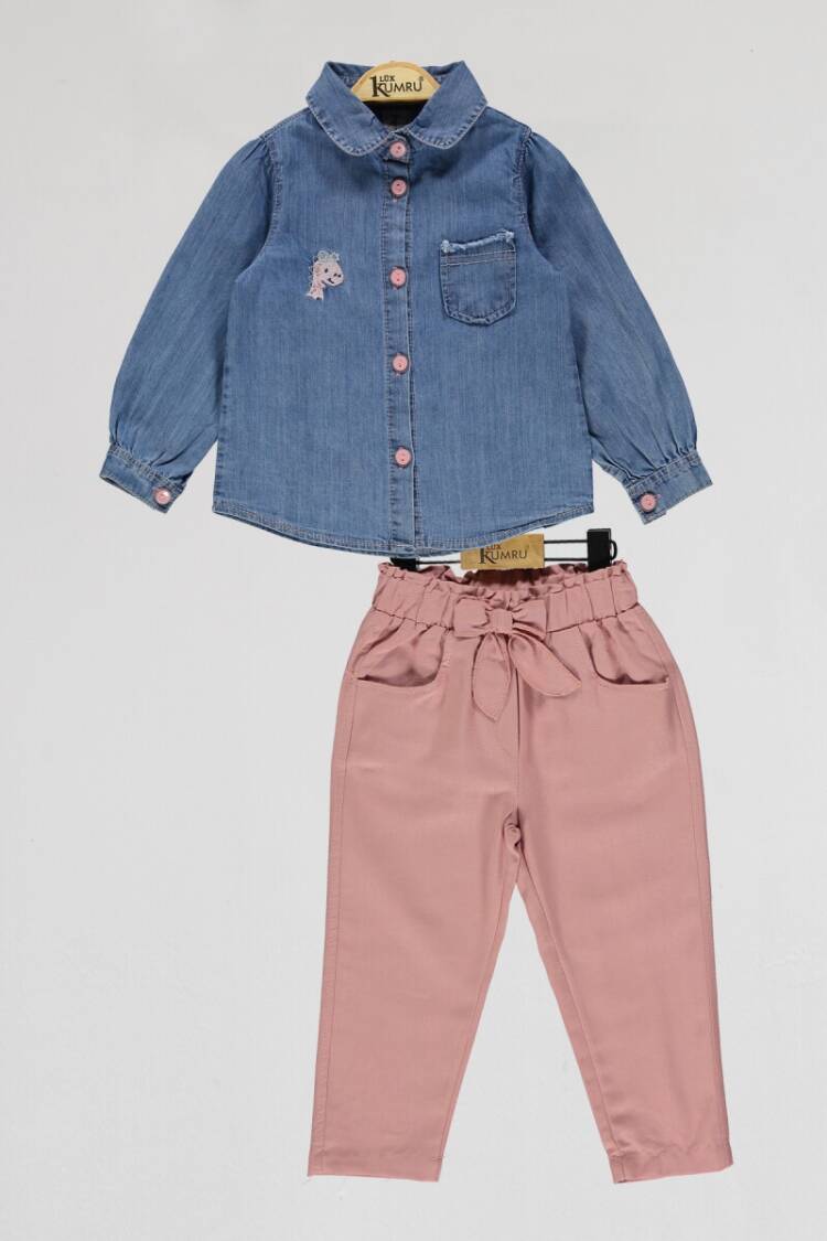 Girls' Suits - Toptan Kız Çocuk 2'li Kot Gömlek ve Pantolon Takım 2-5Y 1075-4042 - Brand: Kumru Bebe - Women & Kids, Baby Clothes Wholesale - Globality Store