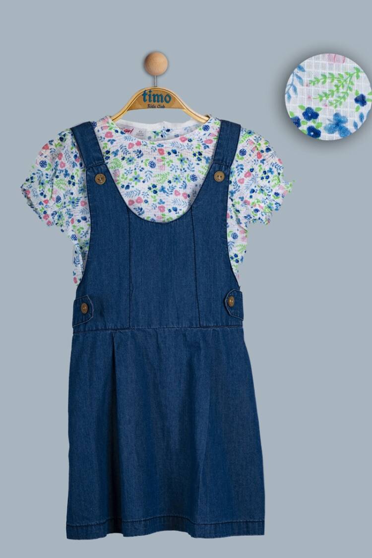 Girls' Suits - Toptan Kız Çocuk 2'li Salopet ve Bluz Takım 2-5Y 1018-TK4DT082241952 - Brand: Timo - Women & Kids, Baby Clothes Wholesale - Globality Store