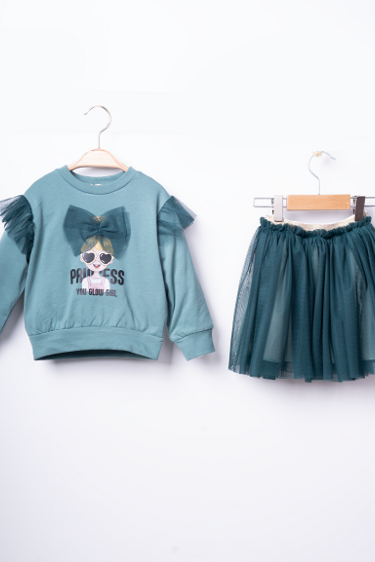 Girls' Tops - Toptan Kız Çocuk 2'li Sweatshirt ve Etek Takım 3-6Y 1016-23255 - Brand: Büşra Bebe - Women & Kids, Baby Clothes Wholesale - Globality Store