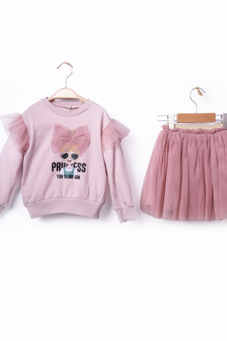 Girls' Tops - Toptan Kız Çocuk 2'li Sweatshirt ve Etek Takım 3-6Y 1016-23255 - Brand: Büşra Bebe - Women & Kids, Baby Clothes Wholesale - Globality Store