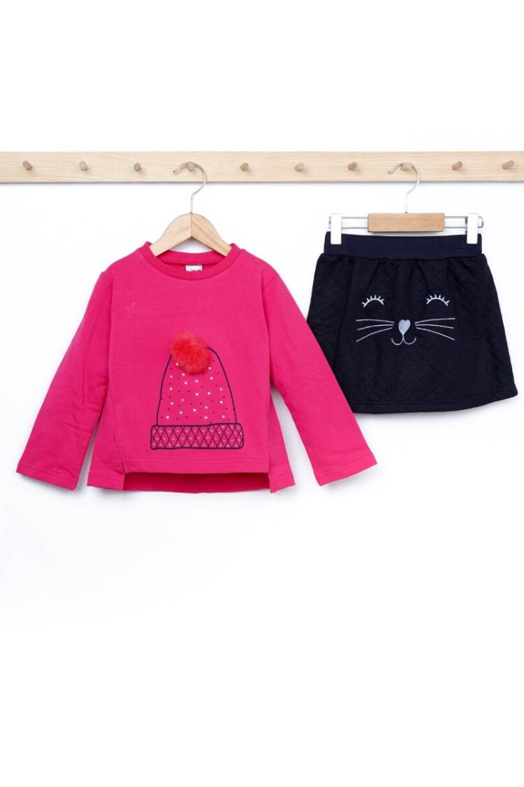 Girls' Tops - Toptan Kız Çocuk 2'li Sweatshirt ve Etek Takım 3-6Y 1025-18615 - Brand: Elnino - Women & Kids, Baby Clothes Wholesale - Globality Store