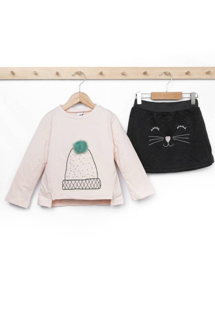 Girls' Tops - Toptan Kız Çocuk 2'li Sweatshirt ve Etek Takım 3-6Y 1025-18615 - Brand: Elnino - Women & Kids, Baby Clothes Wholesale - Globality Store