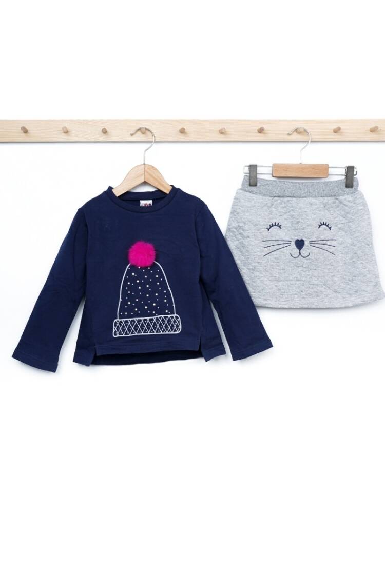 Girls' Tops - Toptan Kız Çocuk 2'li Sweatshirt ve Etek Takım 3-6Y 1025-18615 - Brand: Elnino - Women & Kids, Baby Clothes Wholesale - Globality Store